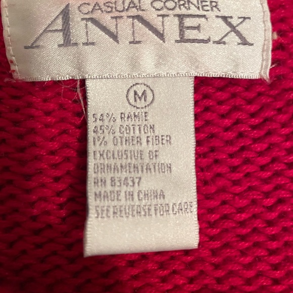 Very Pretty Christmas Sweater Medium, Red with Christmas trees and gifts. - Picture 5 of 10